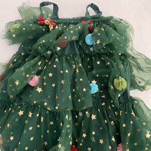Green Star Tulle Christmas Dress